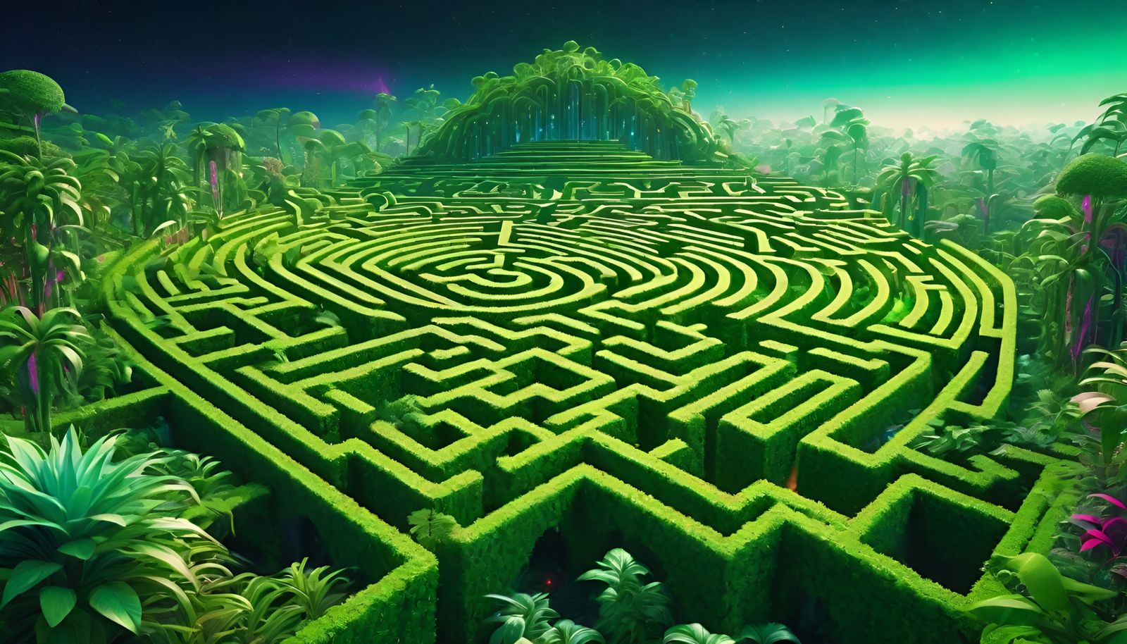 Psychedelic Jungle Maze in a Trippy Wonderland