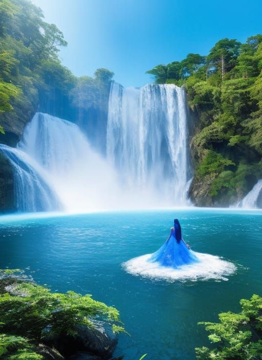 Waterfall Spirit Dancing: Hyperdetailed Fantasy Portrait