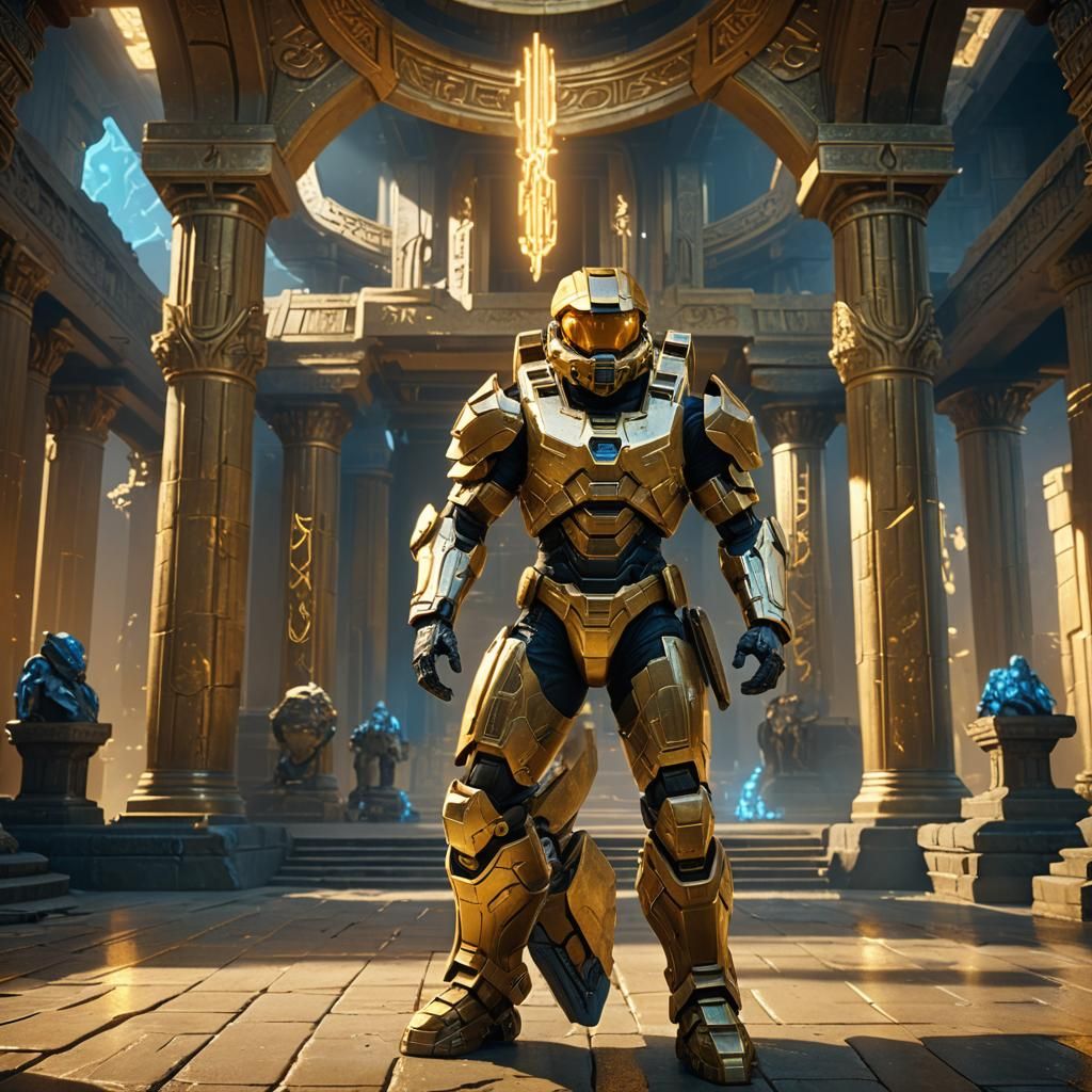 Golden Master Chief in Mystical Ancient Temple