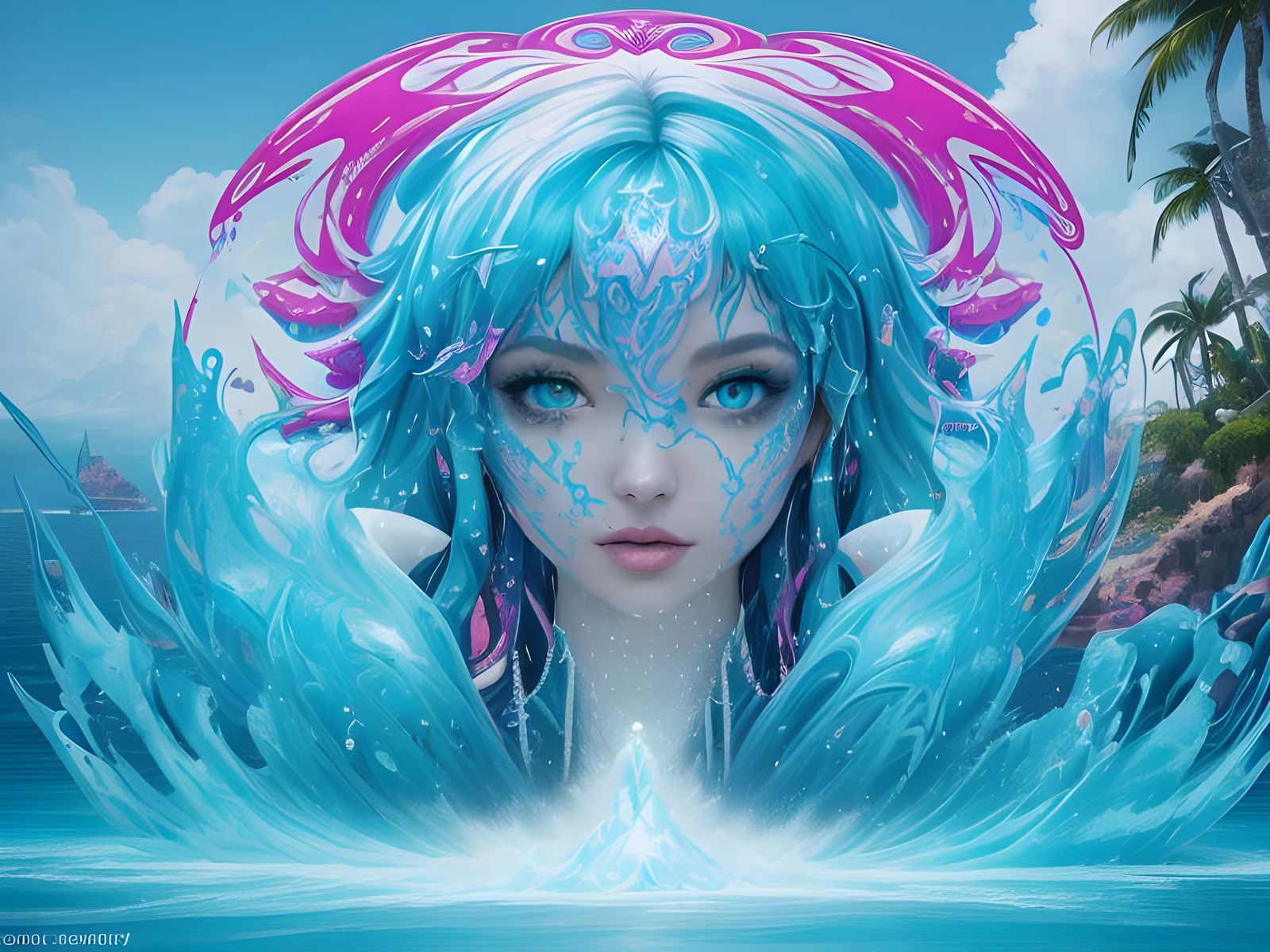 Utopian Ocean World in Graffiti Art Style