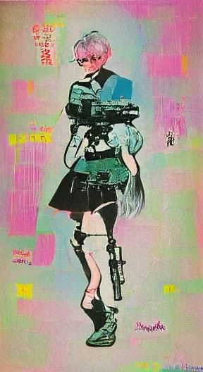Cyberpunk Magical Girl Manga Cover in Warhol Style