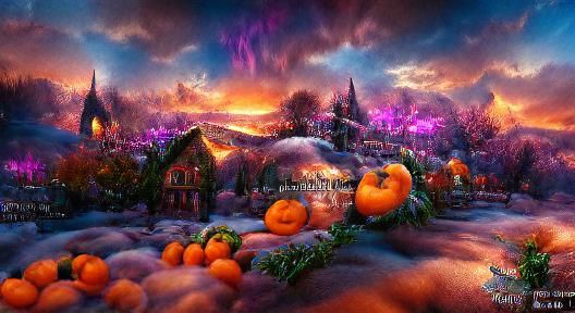 Halloween Wonderland Landscape in Neon