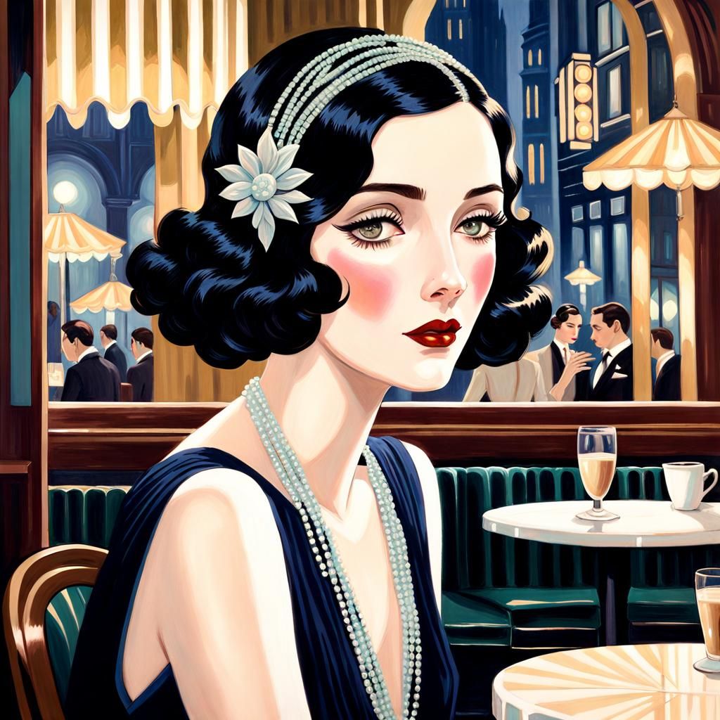 Elegant 1920s Portrait in Art Deco Style