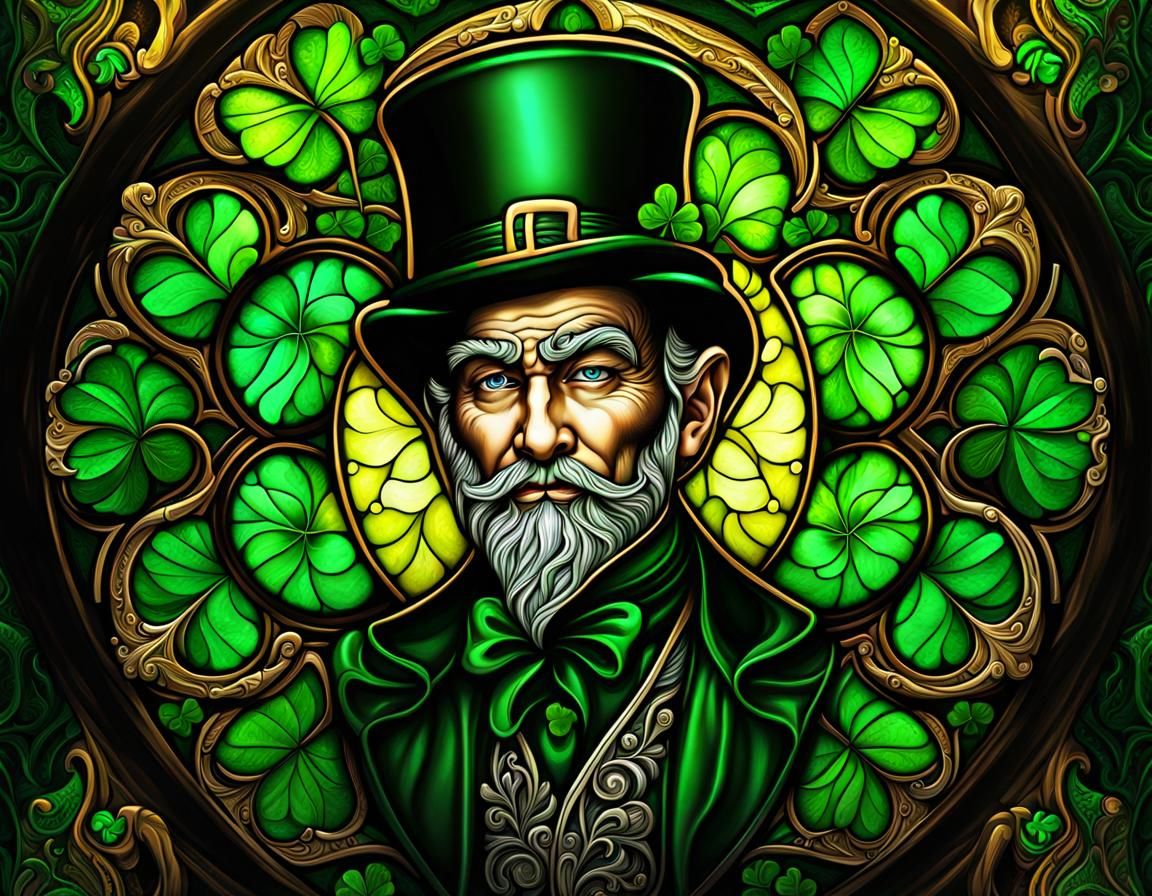 Stained Glass Leprechaun with Lucky Charms