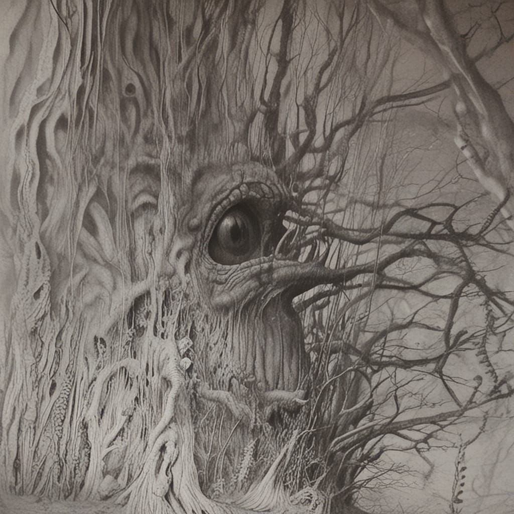 Surreal Fantasy Drawing in Ernst Fuchs Style