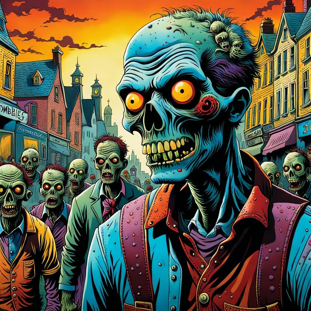 Surreal Zombies Invade Colorful Cityscape