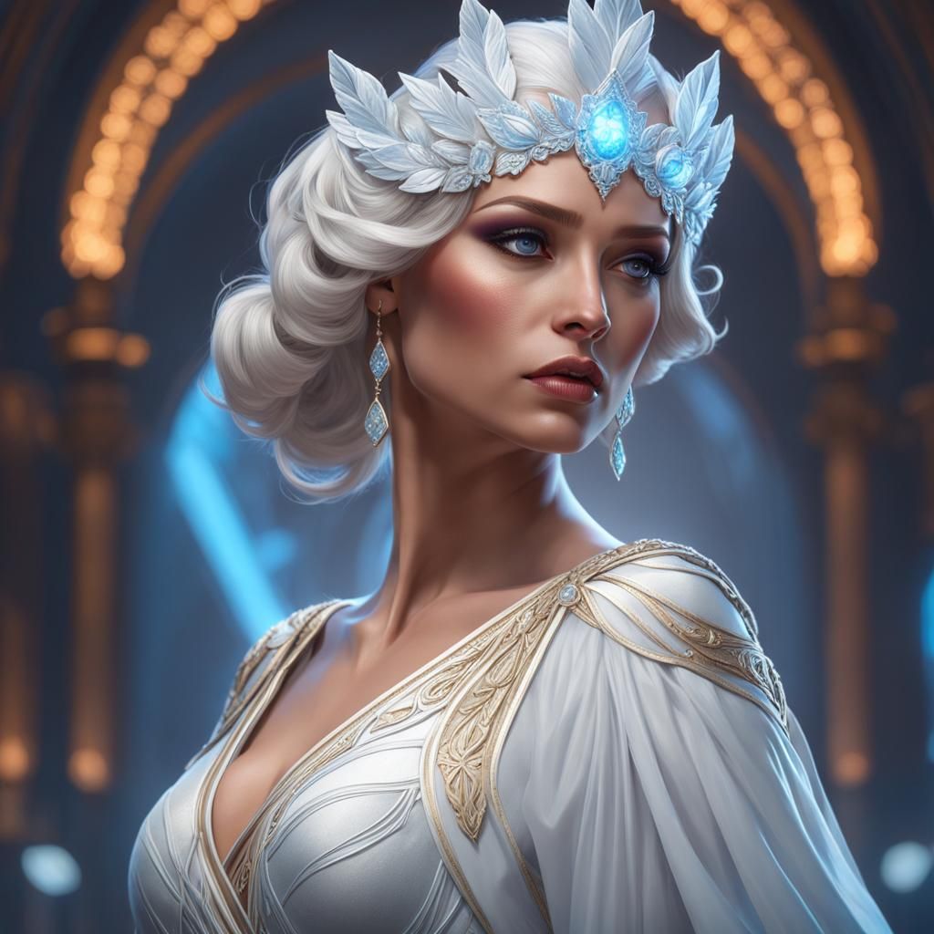 woman in white dress"