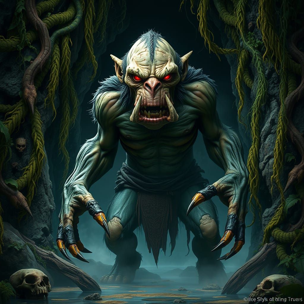 Dark Fantasy Troll, Secluded Swamp Cave, Dungeons and Dragon...