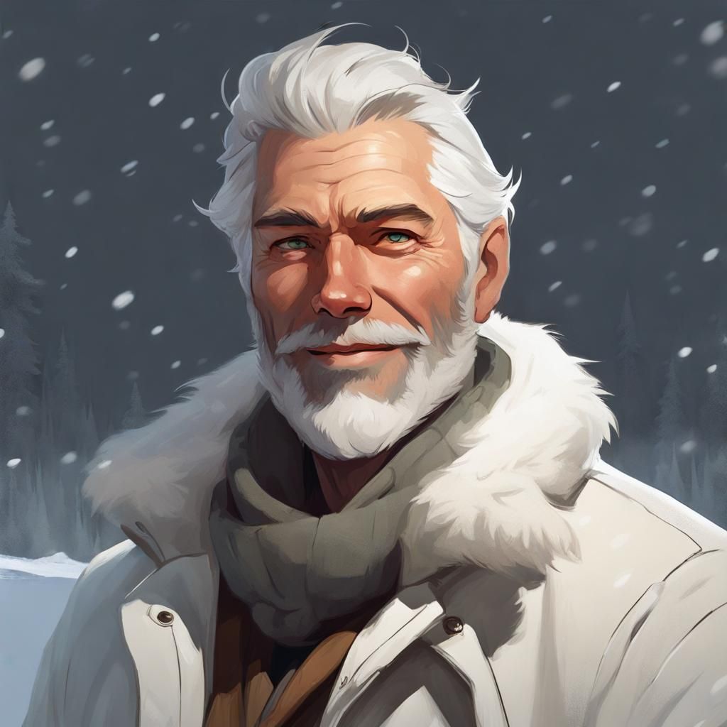 Intricate Portrait of a Grey-Haired Explorer