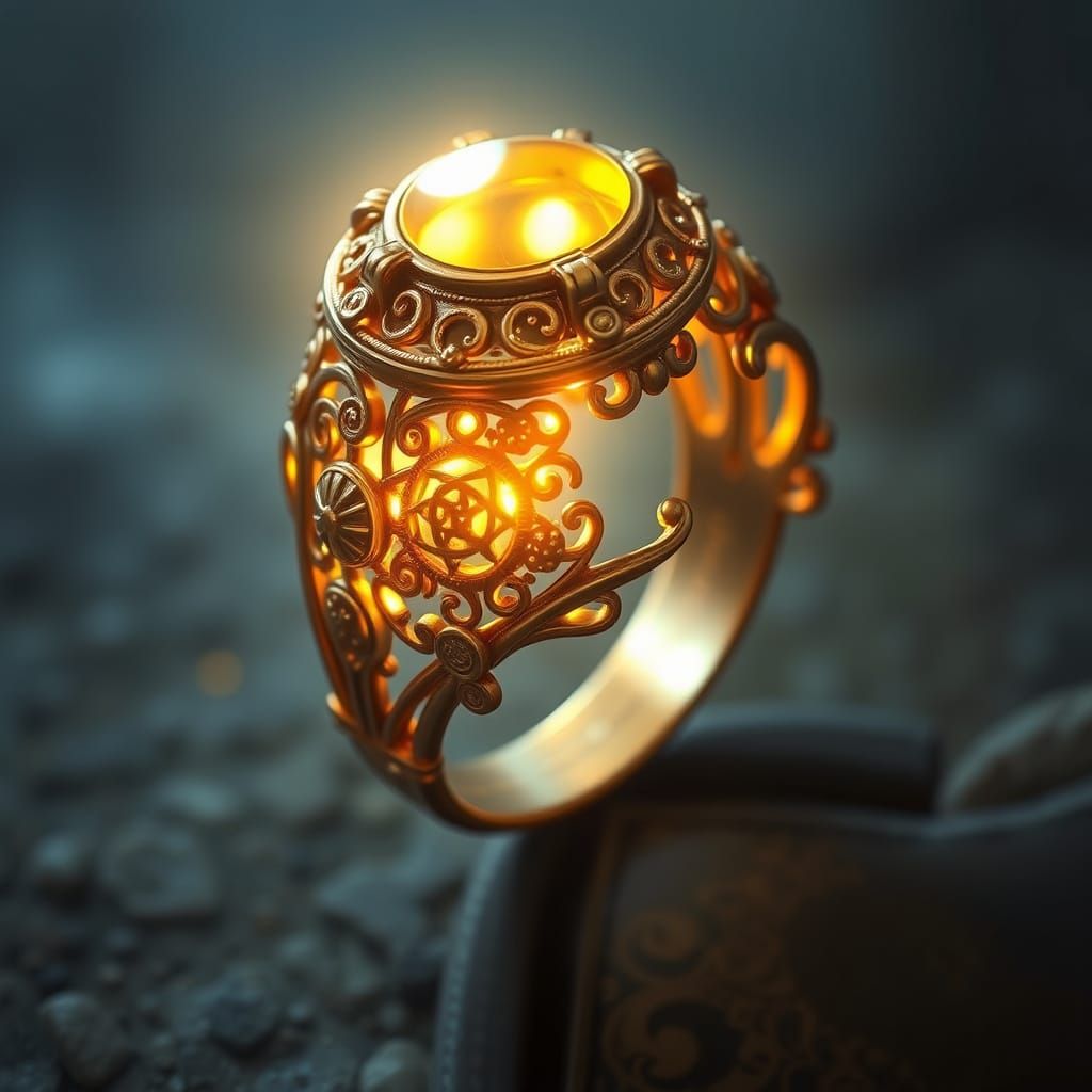 Enchanted Ring Radiates Ethereal Light in Digital Fantasy St...