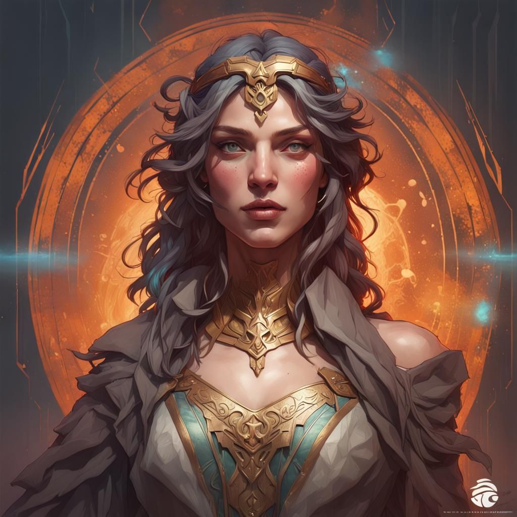 Mithra Portrait in Hyperdetailed Art Nouveau Style