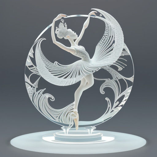 Ethereal Glass Ballet Dancer in Fractal Harmony