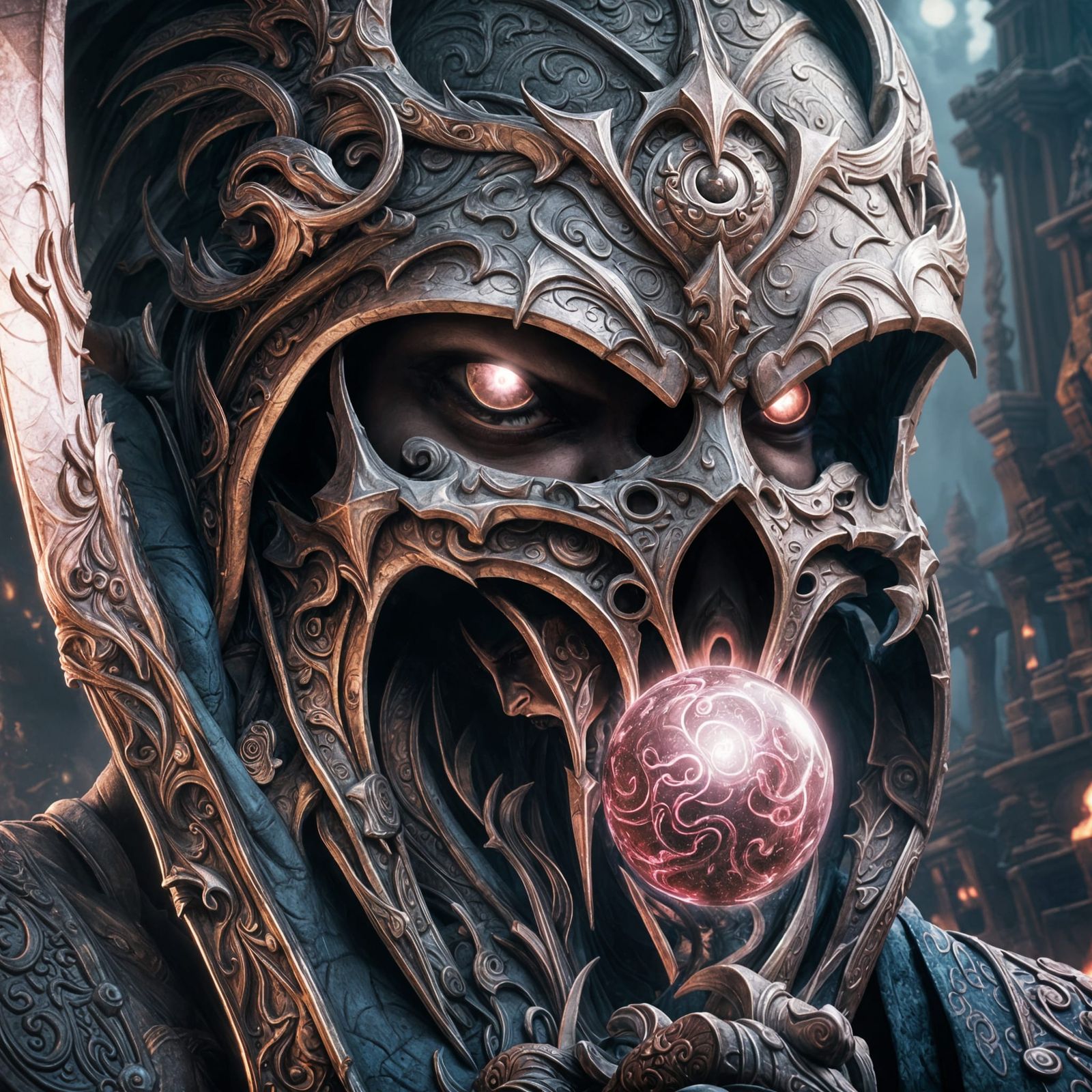 Mystic Masterpiece: Arcane Orb and Swirling Vapour in Dark F...