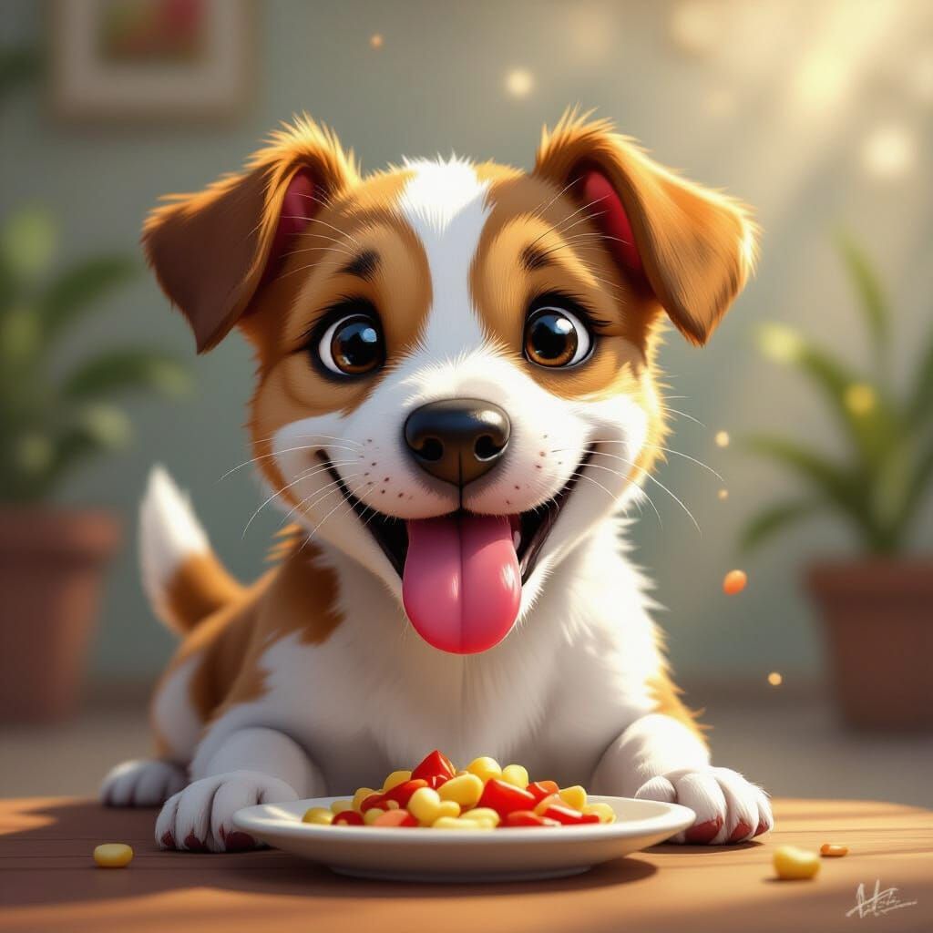 Happy Jack Russell Licking Lips in Soft Daylight