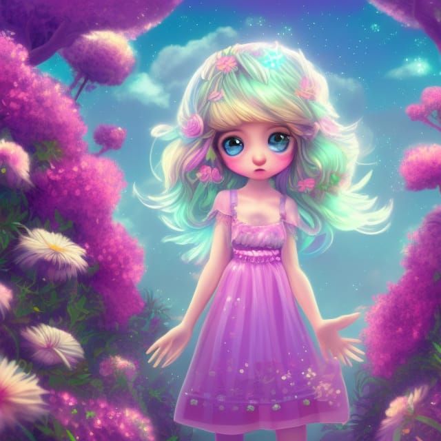 Cute Game Character in Dreamscape with Pastel Colors