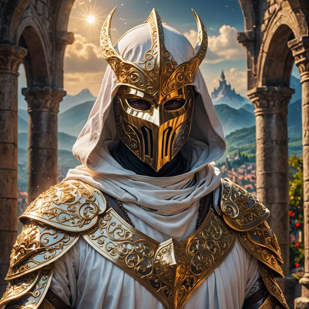 Knight in Mask Purifying World with Light