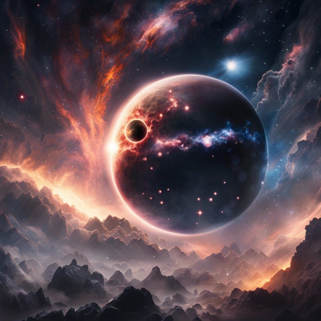 Galaxy Eclipse in Supernova: Dramatic Digital Painting