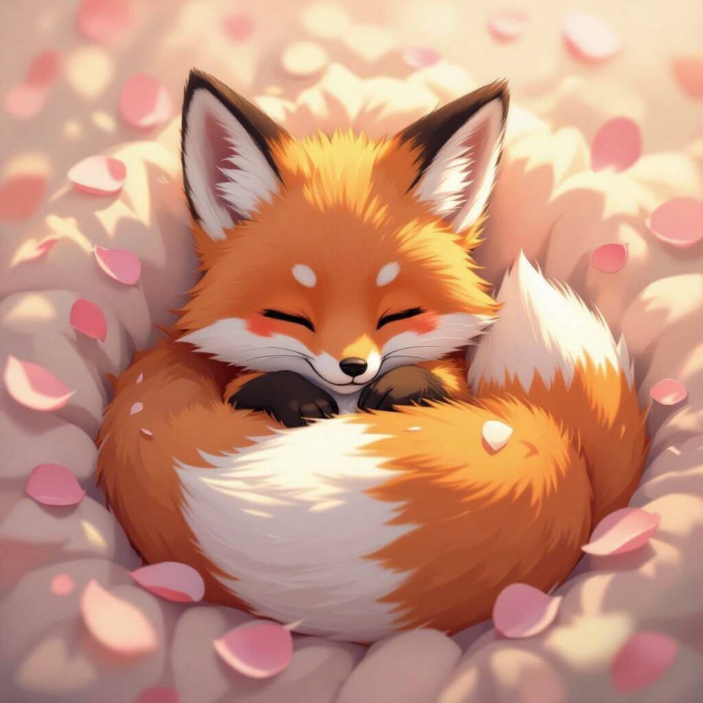 Adorable Baby Anime Fox in Pastel Style