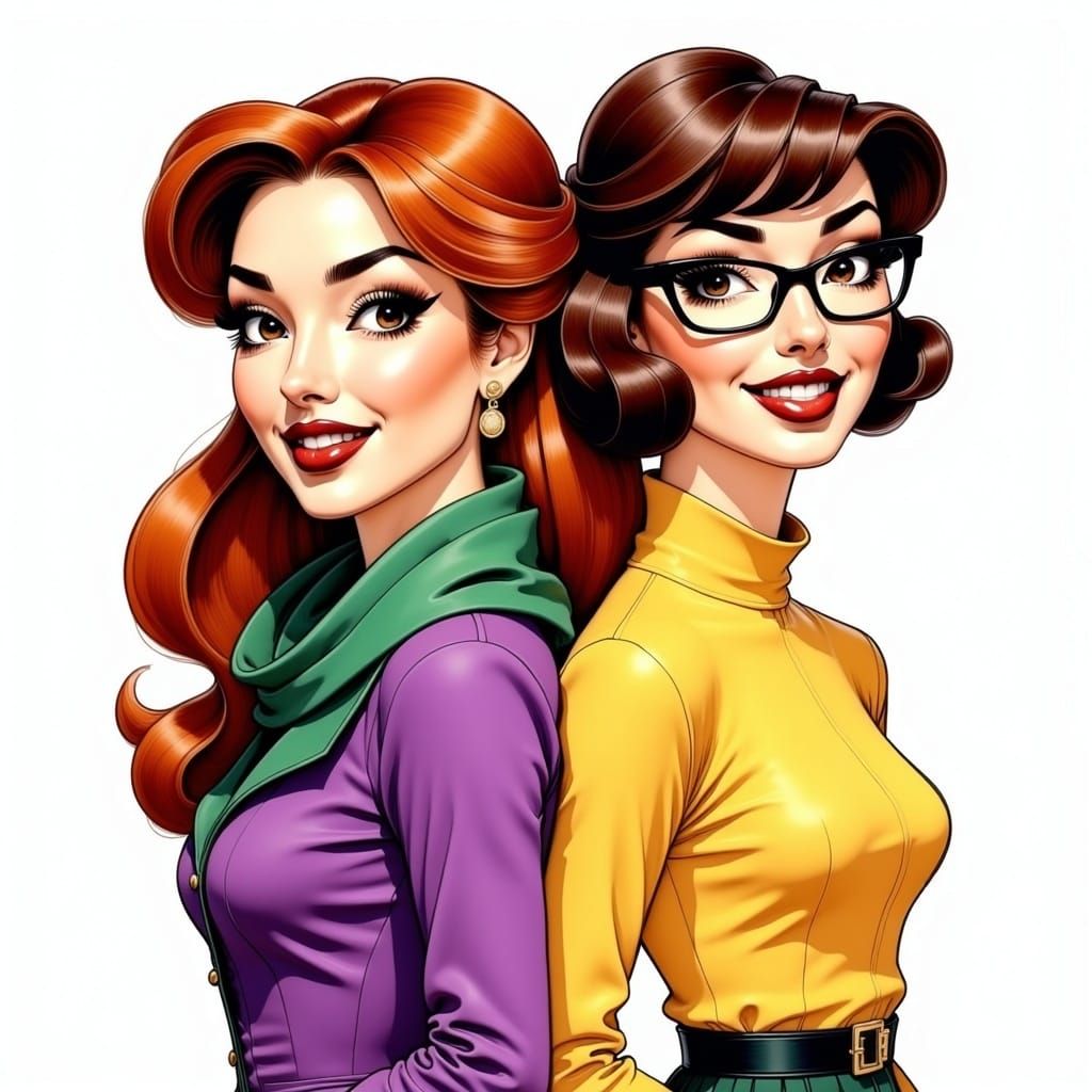 Sunny Retro Duo Characters from a Vintage Cartoon