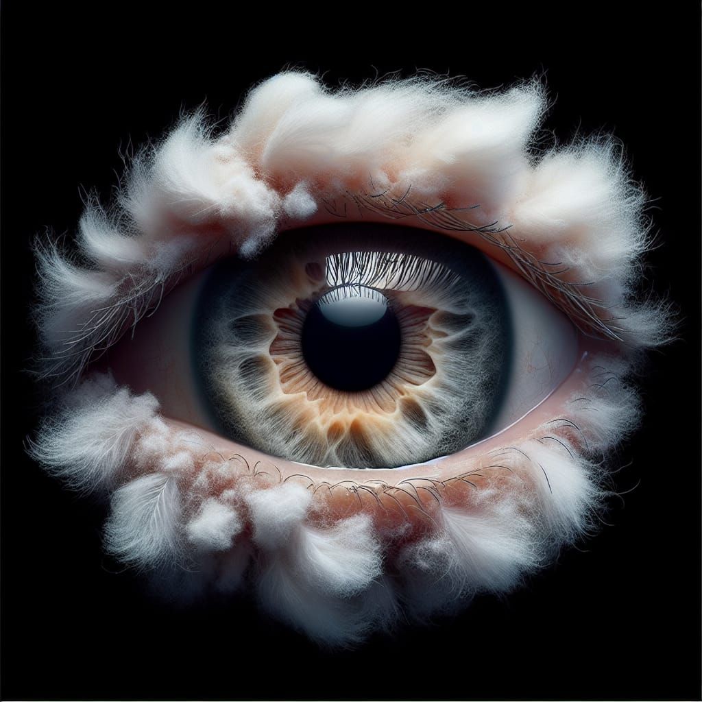 Fluffy Eye with Intense Unblinking Stare