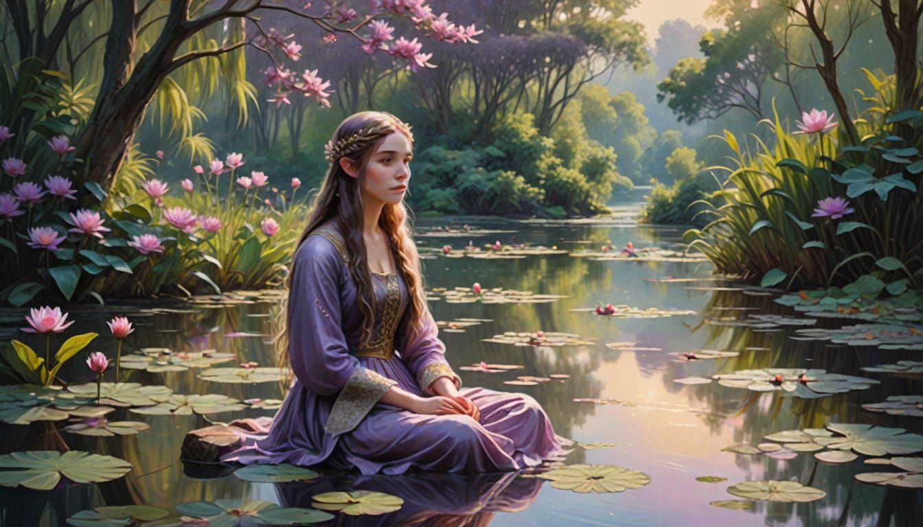 Enchanting Elven Princess in Impressionist Style