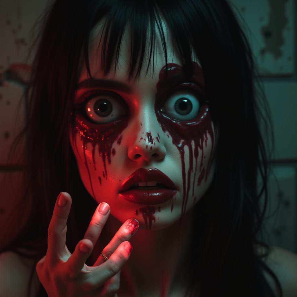 Eerie Horrorcore: Woman with Empty Eye Sockets