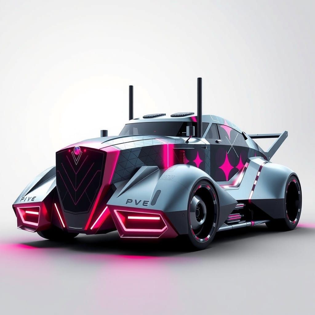 Cyberpunk Spacecraft: Futuristic, High-Tech Vehicle with Str...