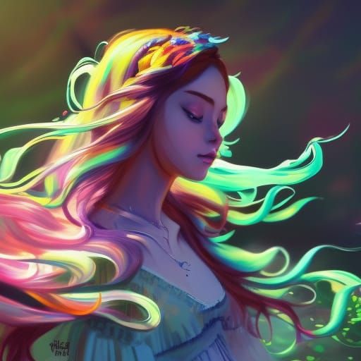 Pink Kitten in Scarf with Rainbow Background