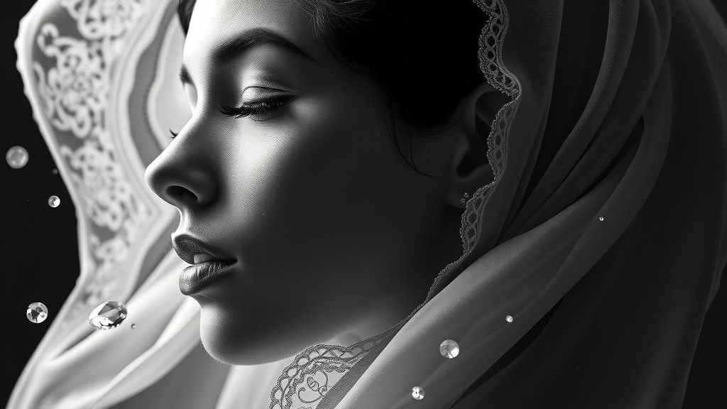Ethereal Woman Portrait in Black and White