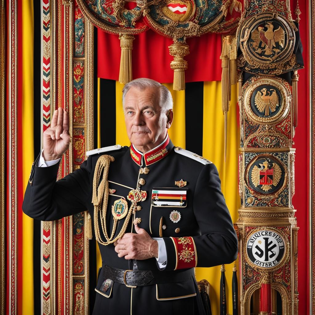 Classic Portrait of German Man with National Symbols