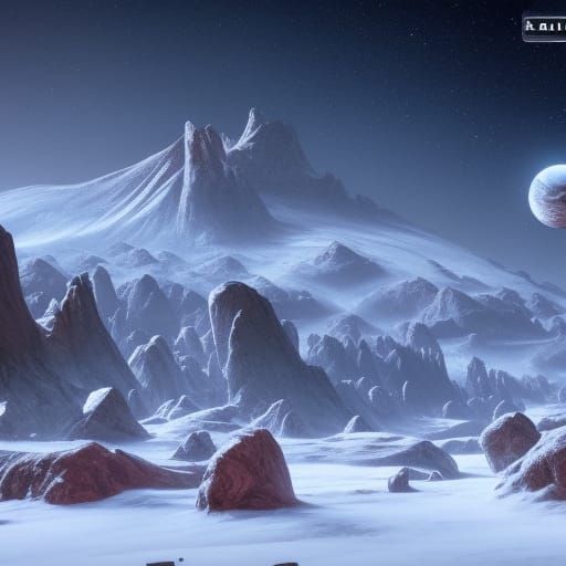 Snowy Alien Planet Civilization in Matte Painting Style