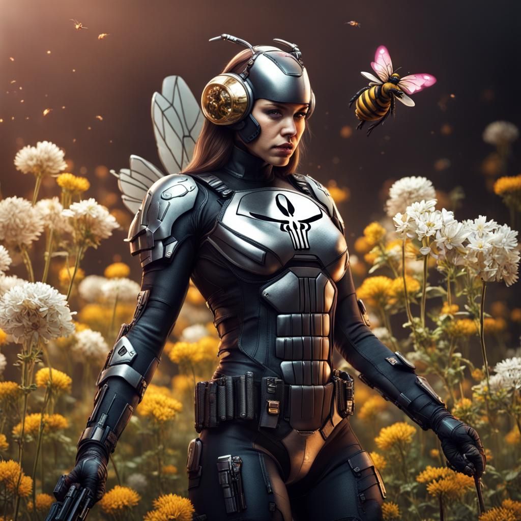 Futuristic Bee Warrior in Armor, 8K