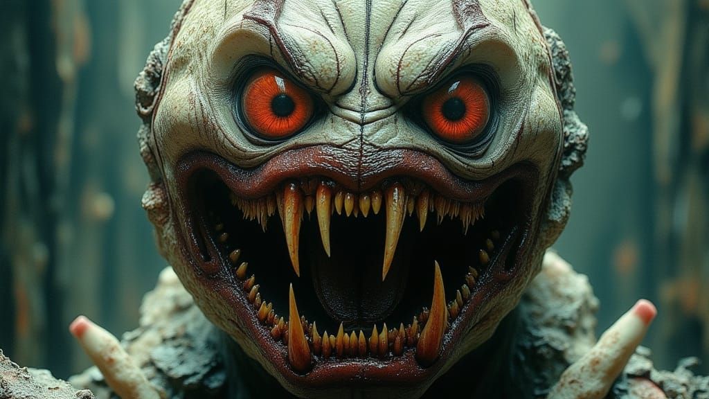 Menacing Gargantuan Eyeball in Dark Visceral Style