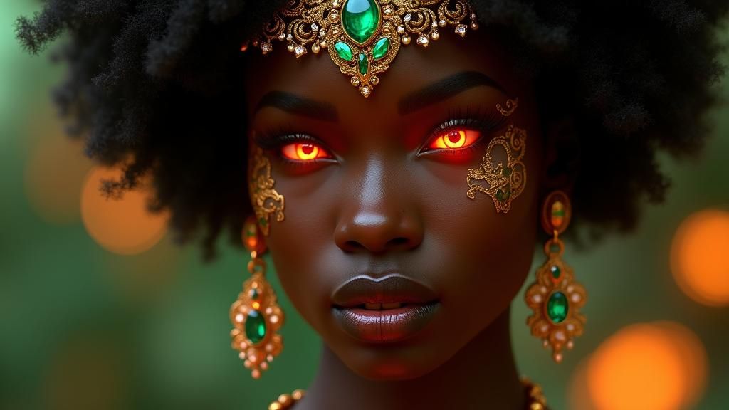 Radiant Woman with Emeralds: Art Nouveau Portrait