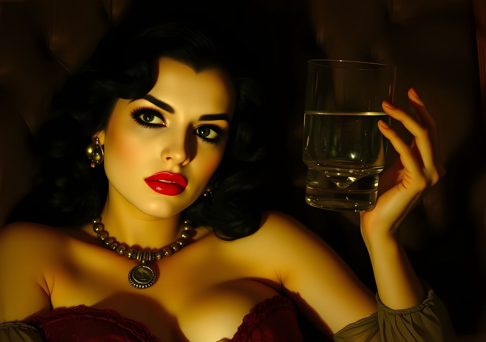 Hedy Lamarr Portrait in Film Noir Style