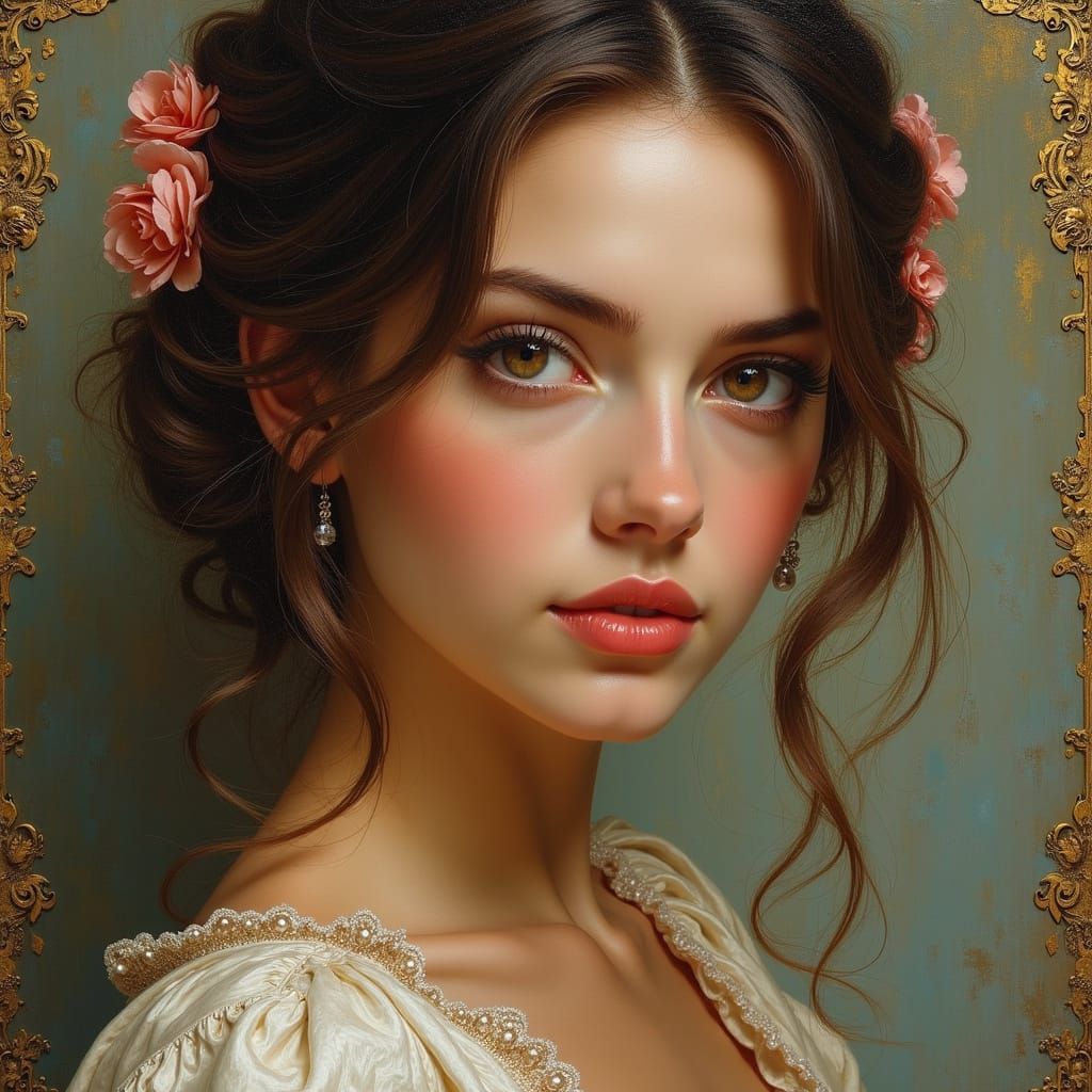 Portrait of a Majestic Woman in Enamel Art