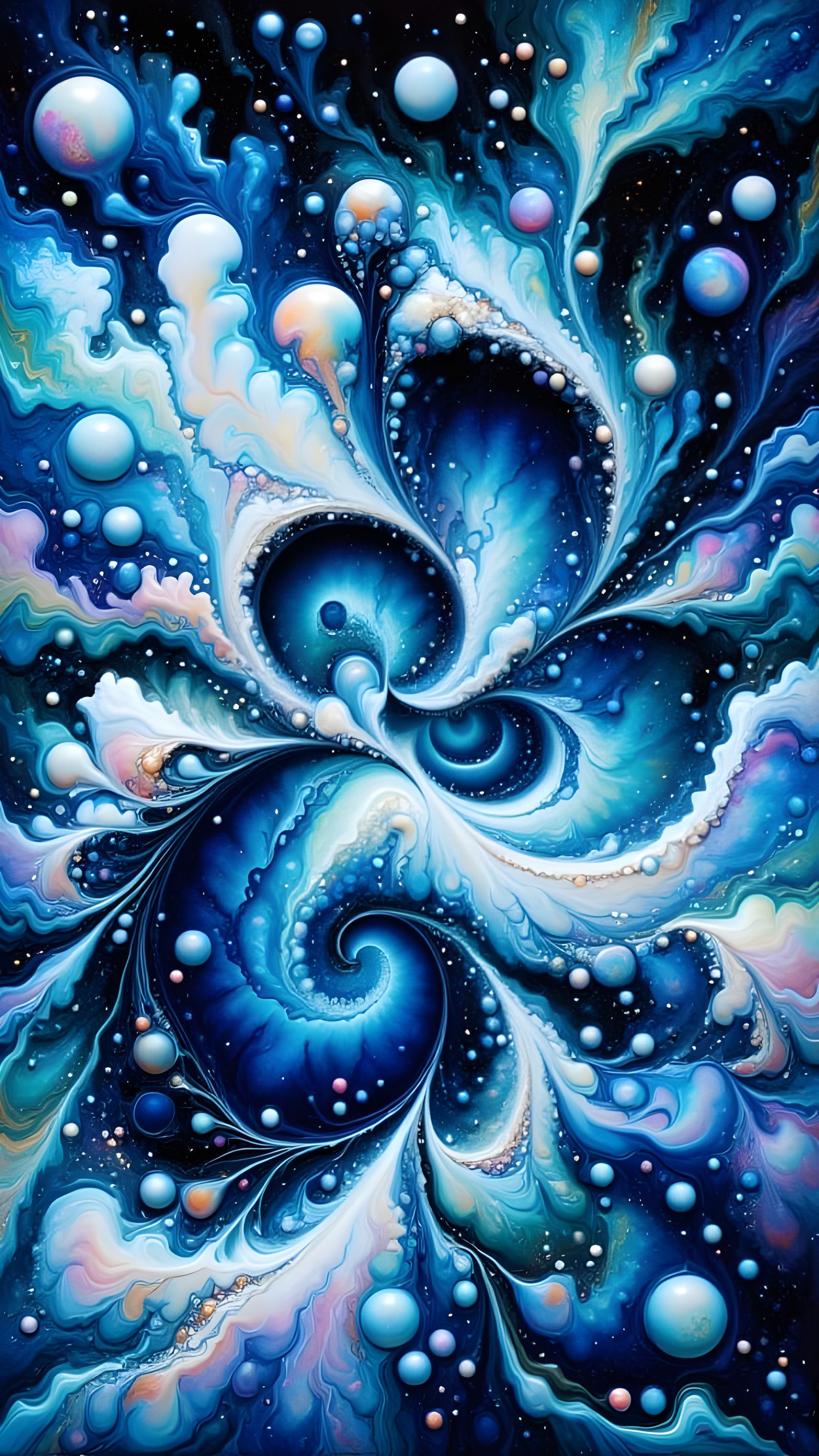 Surreal Blue Fractal Cloudscape in Hypermaximalist Style