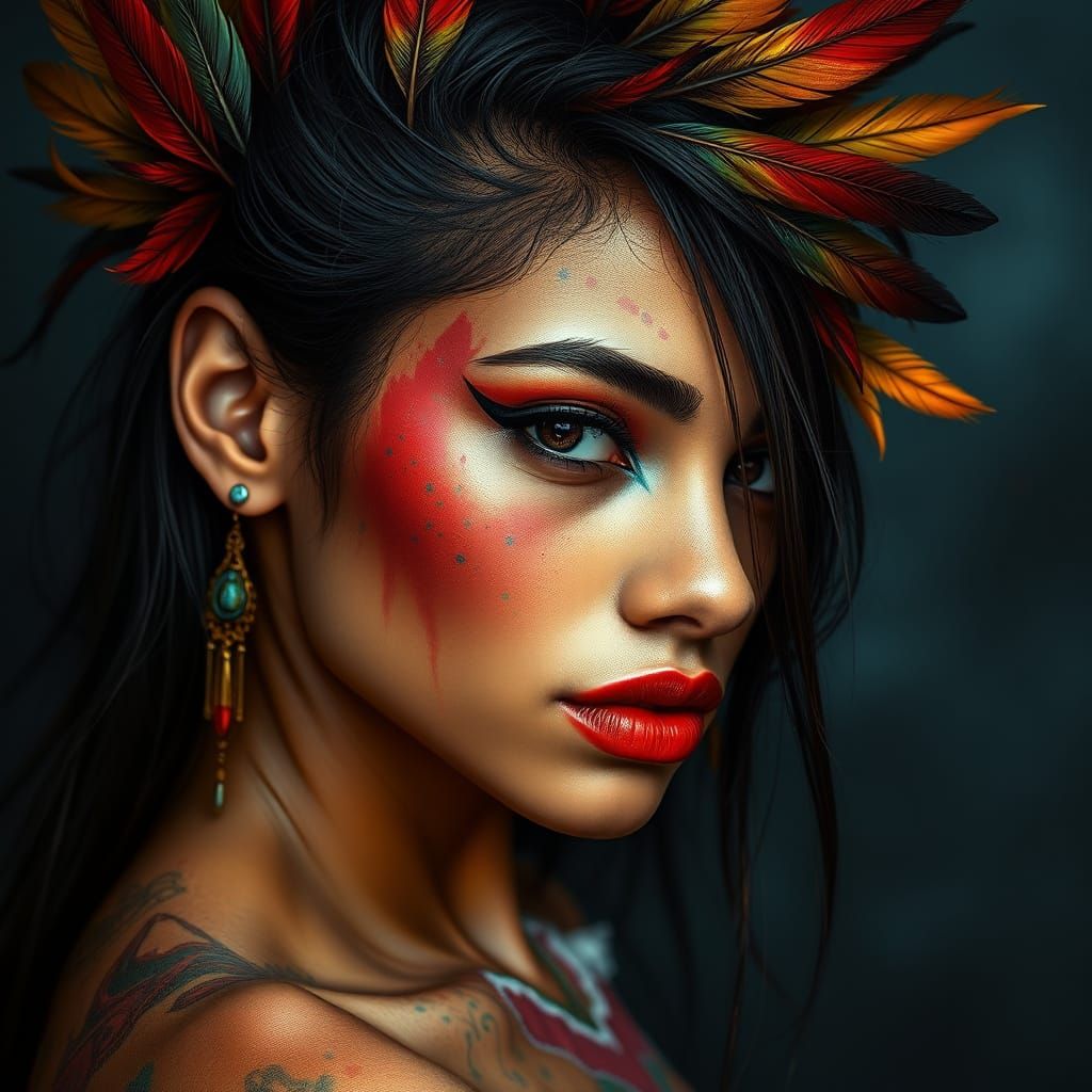 Hyperrealistic Latina Woman in Vibrant Colors