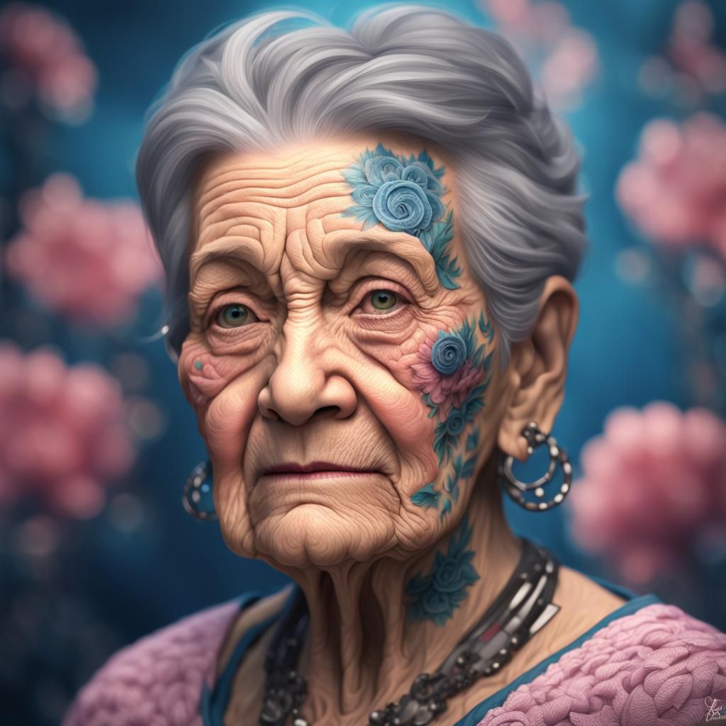 Grandma's Tasteful Tattoo: Photorealistic Octane Render