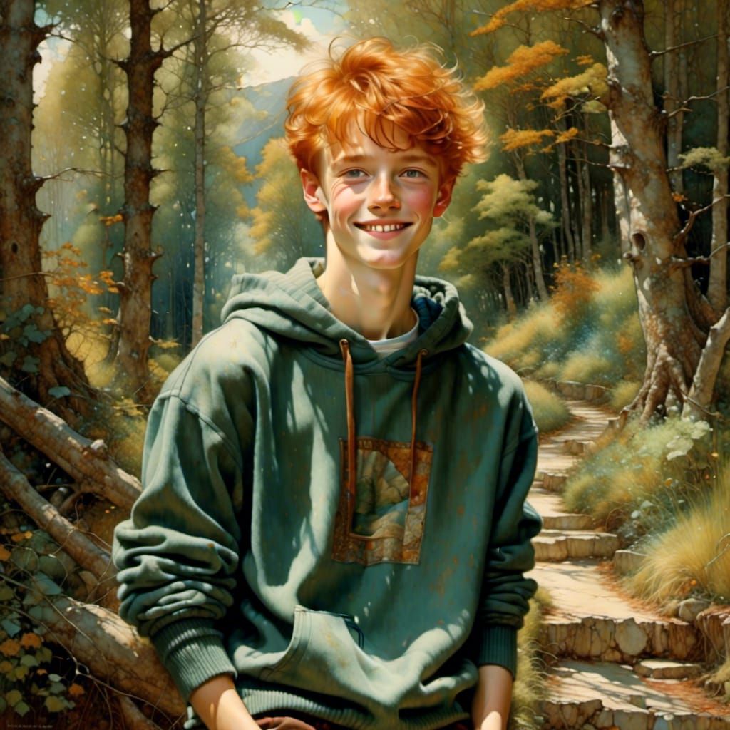 Happy Redhead Teen Portrait: A Digital Masterpiece