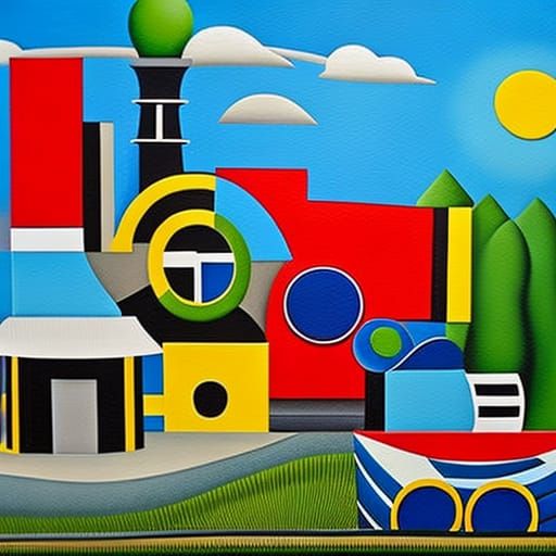 Watt Boulton Engine in Cubist Style