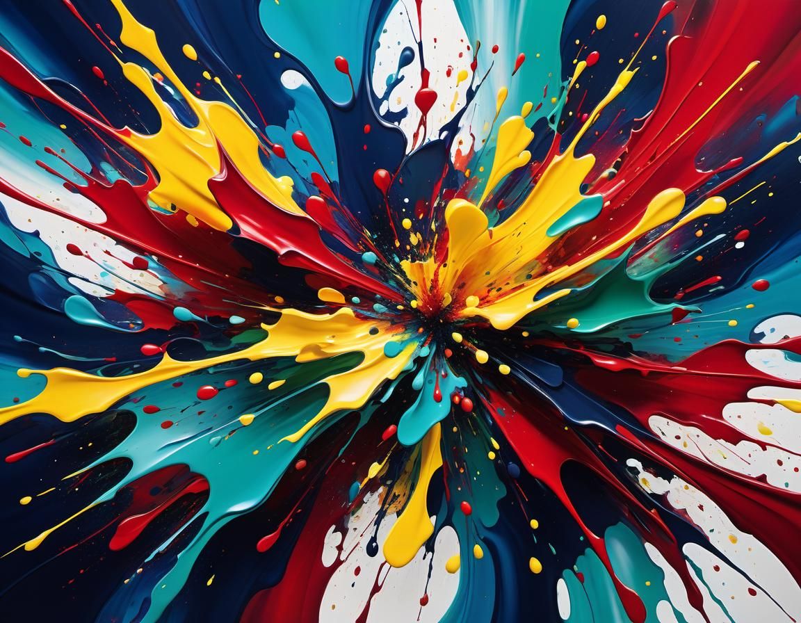 Vibrant Abstract Splatter Painting in Bold Colors