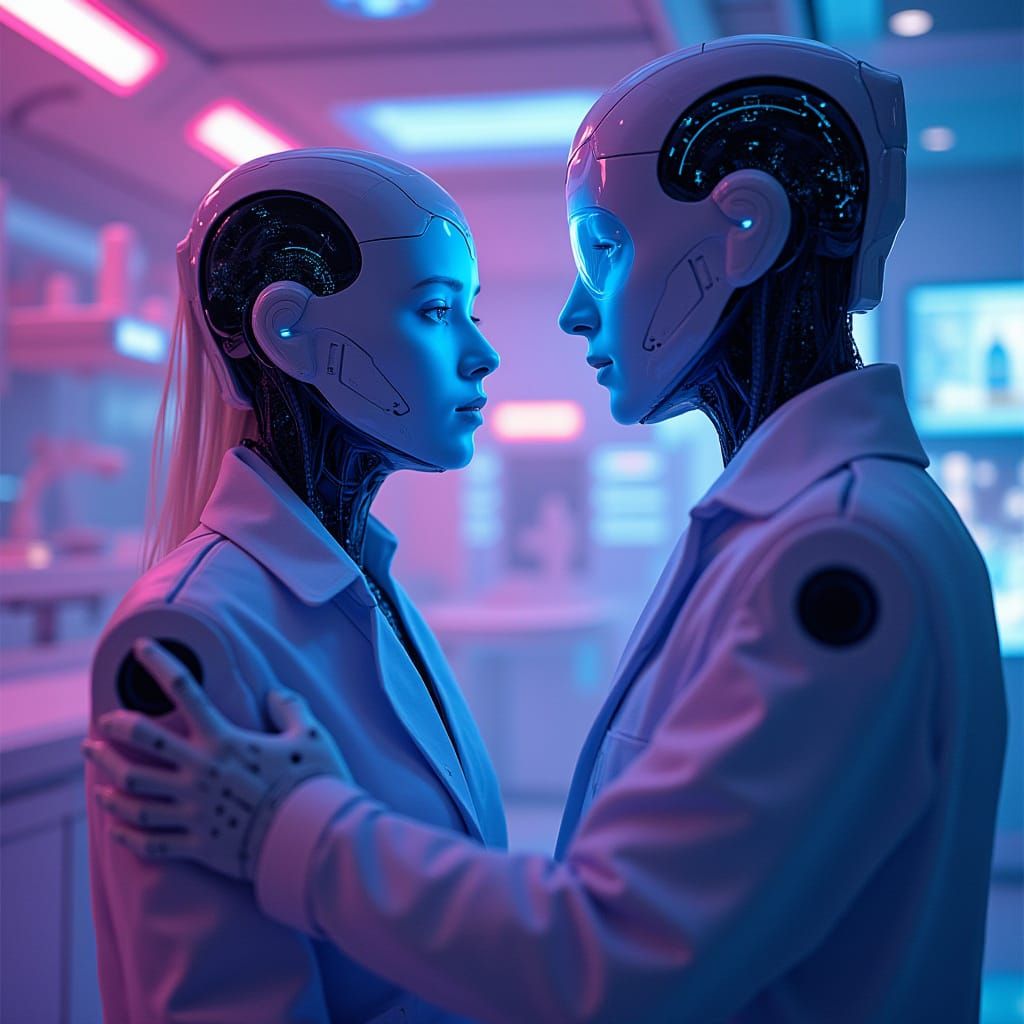 Futuristic AI Medical Lab in Cyberpunk Style