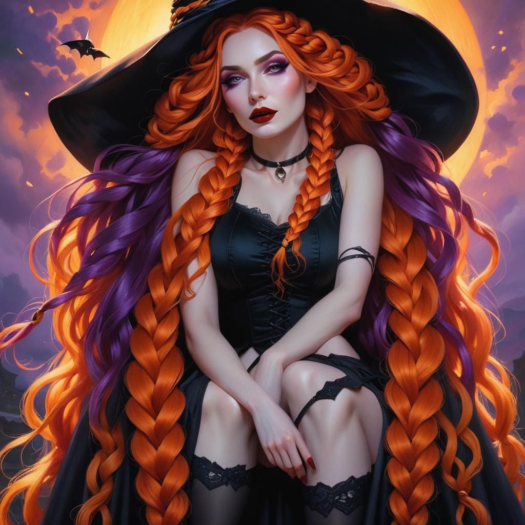Fiery Haired Woman in Gothic Hyperrealism
