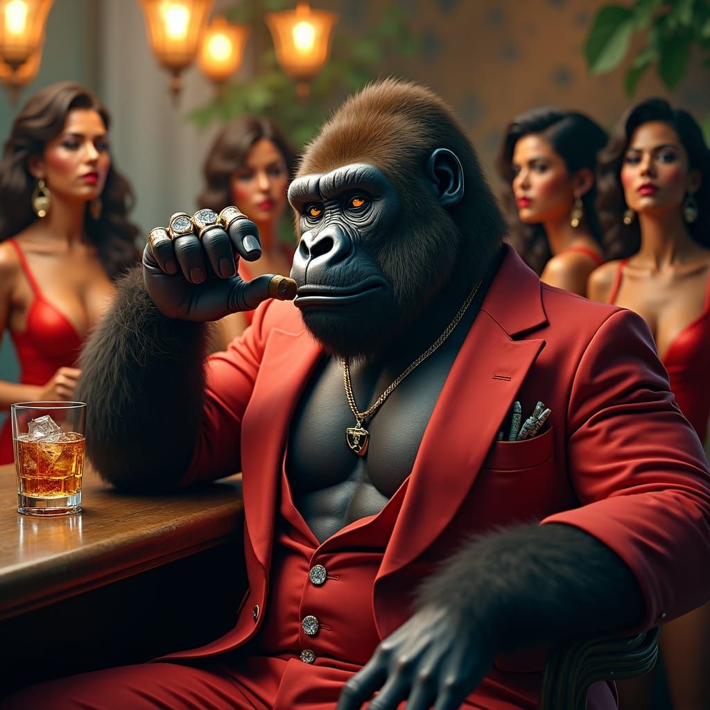 King Gorilla at the Bar, Digital Art