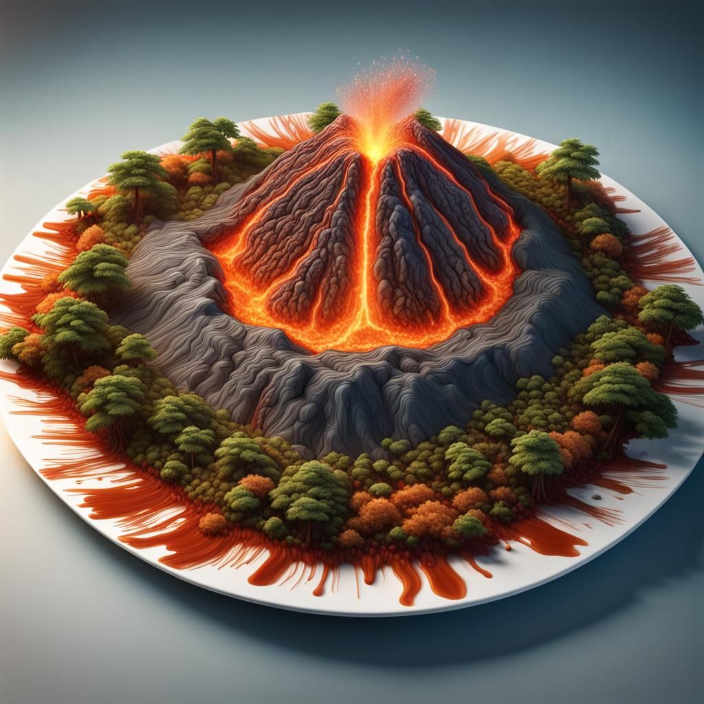 Volcano on a dinner plate
