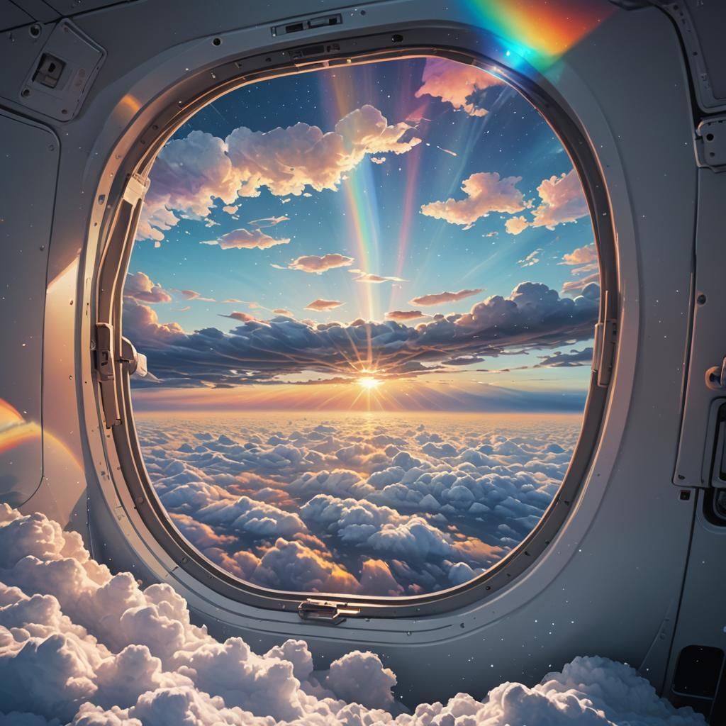 Astronaut's Panorama: Rainbow Horizons and Cosmic Clouds in....