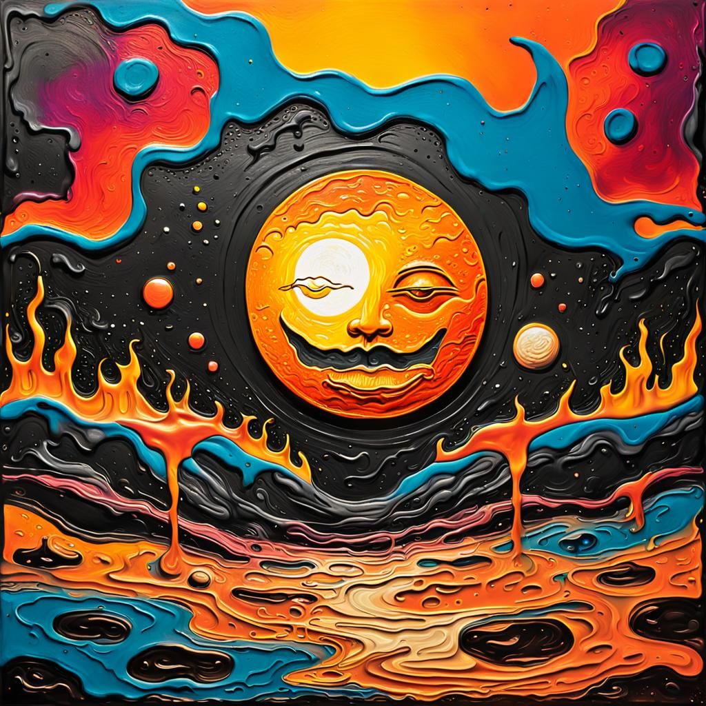 Surreal Graffiti Art: Moon and Sun Merge