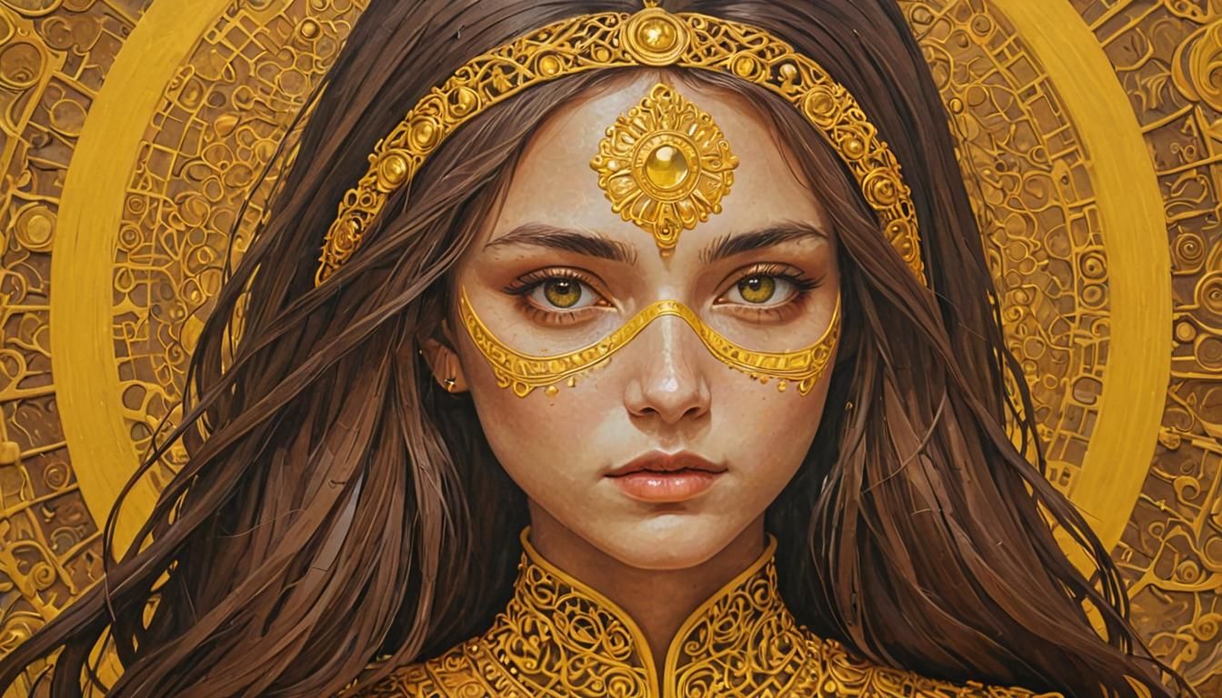 Retro Sci-Fi Landscape Art in Yellow and Brown