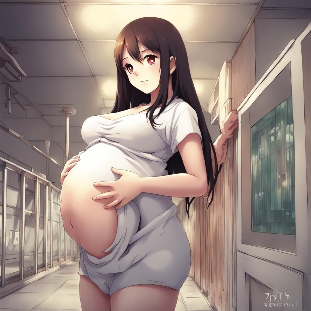 Anime Style Pregnant Girl Illustration
